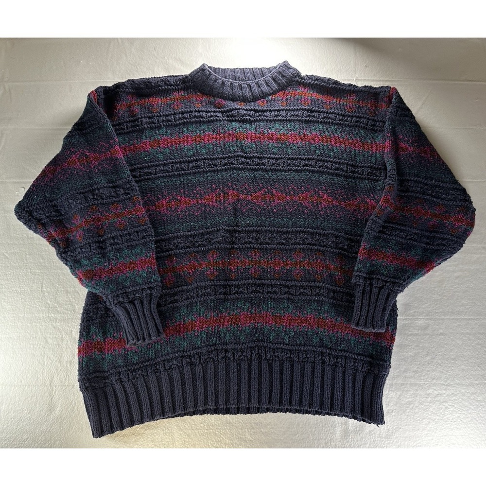 Vintage Shenandoah Sweater Womens XL Crewneck 90s Retro Knit Square Grandmaacore